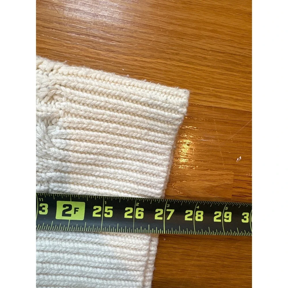 Reiss Navy Cream Chunky Knit Cable Turtleneck Sweater XS Wool Blend‎